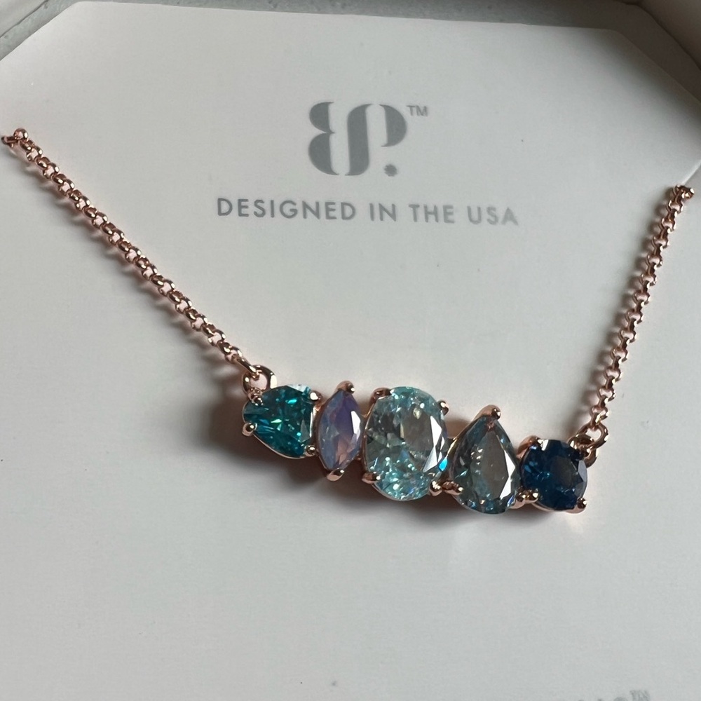 BP blue topaz rose gold necklace Let's be together